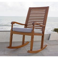 Havenside Home Teba Natural Acacia Rocking Chair With Grey Cushion
