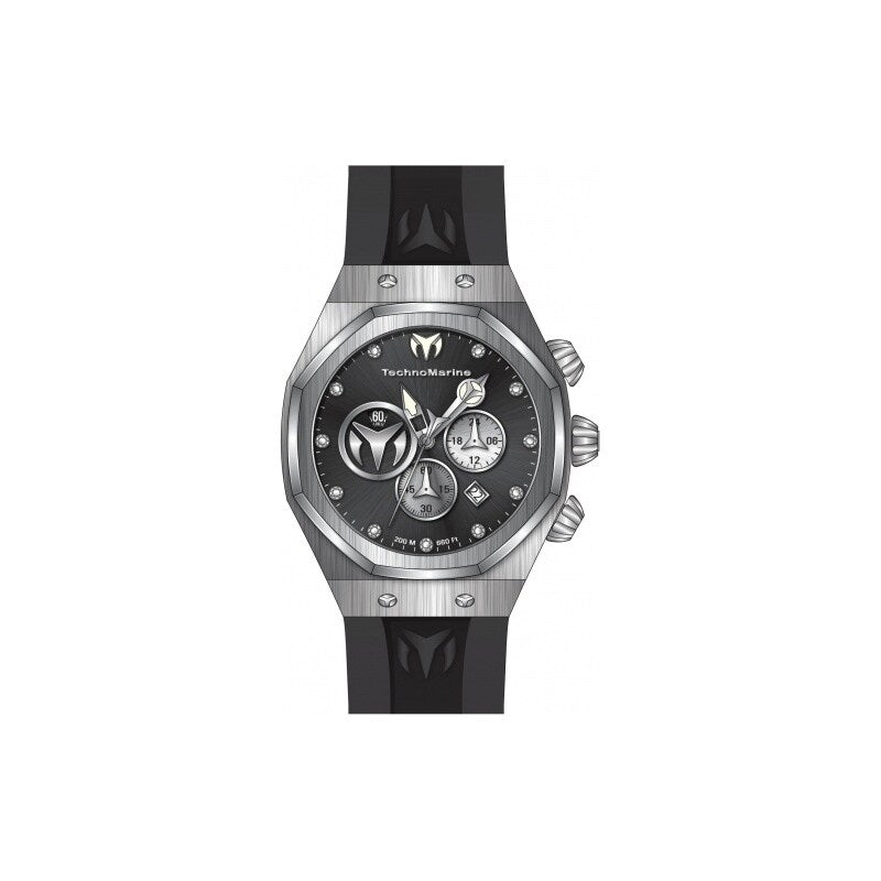 Technomarine Mens Tm 520000 Reef Sun Quartz Chronograph Black Silver Dial Watch Gold