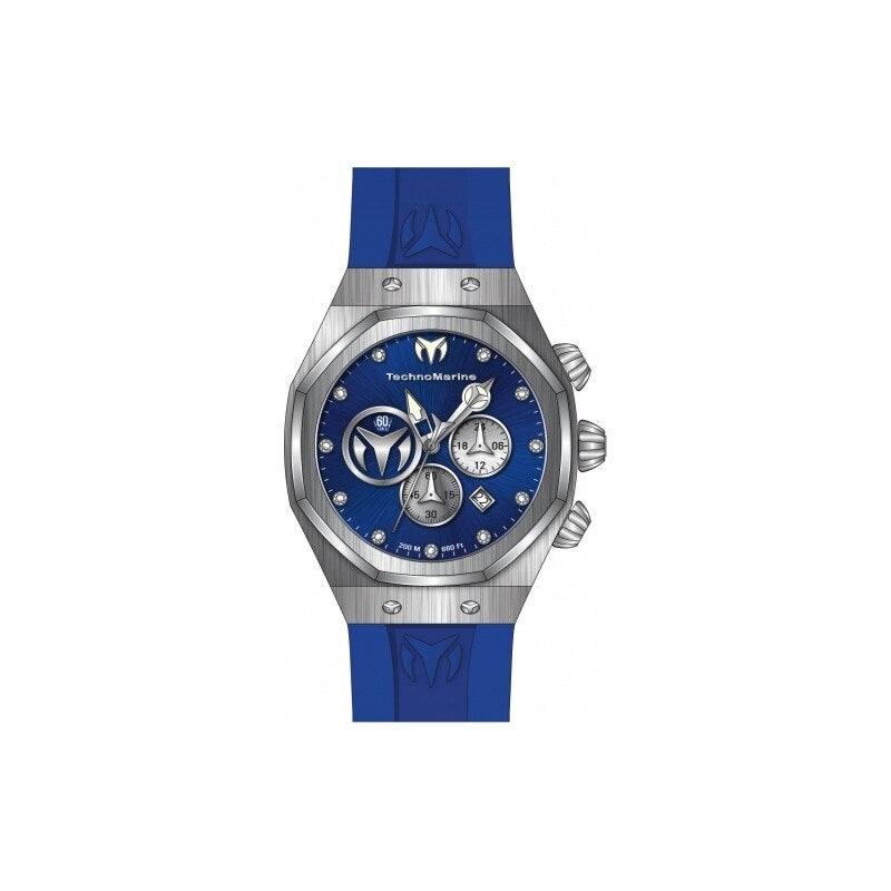 Technomarine Mens Tm 520001 Reef Quartz Chronograph Blue Silver Dial Watch Gold