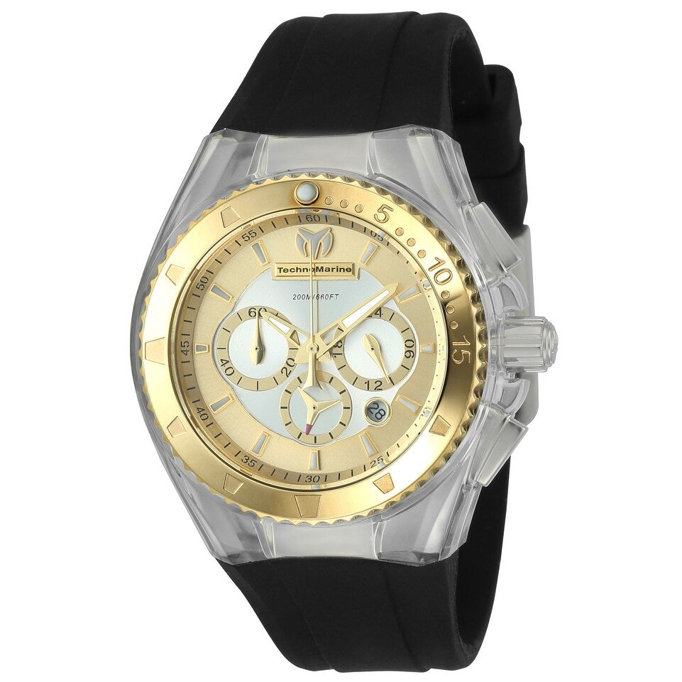 Technomarine Womens Tm 116002 Cruise Quartz Chronograph Gold Dial Watch White