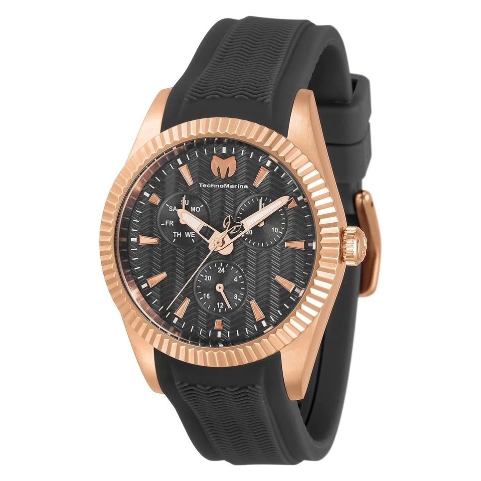 Technomarine Womens Tm 719035 Sea Quartz 3 Hand Charcoal Dial Watch Mother Of Pearl