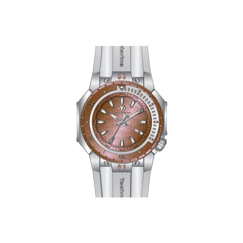 Techomarine Mens Tm 224005 Manta Sea Quartz 3 Hand Rose Gold Dial Watch Rose Gold
