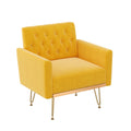Teddy Armchair Single Sofa Modern Tufted Upholstered Side Reading Chairs With Arm And Gold Metal Leg For Living Room