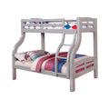 Tedy Twin Over Full Bunk Bed With Curved Ladder Guardrails Gray