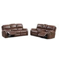 Teli 2Pc Manual Reclining Sofa And Loveseat Set Brown Faux Leather