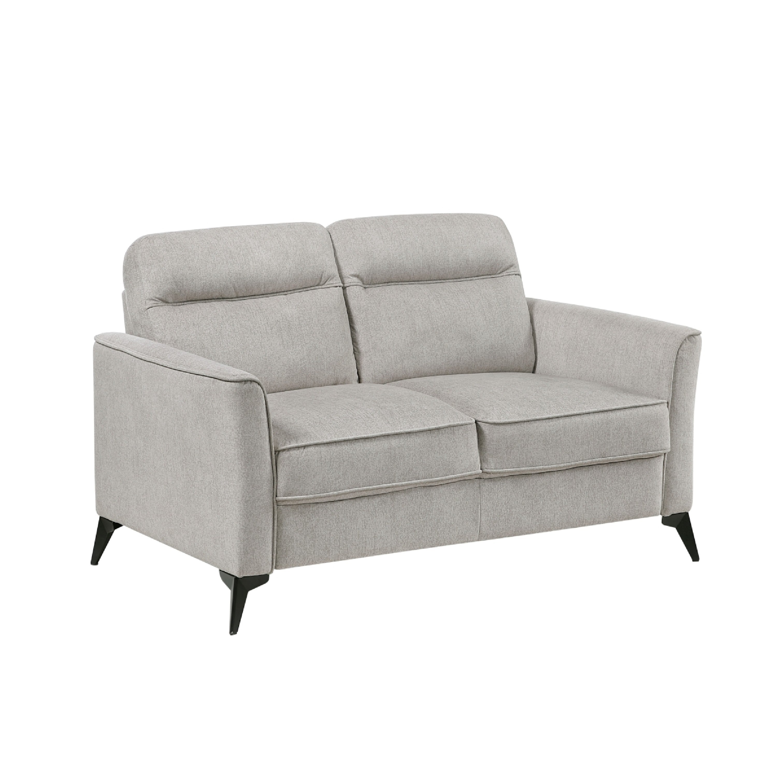 Teli Loveseat Light Tan Brown Microfiber Black Metal Legs 57 Inch