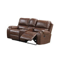 Teli Manual Recliner Loveseat With Console And Usb Port Dark Brown Faux Leather