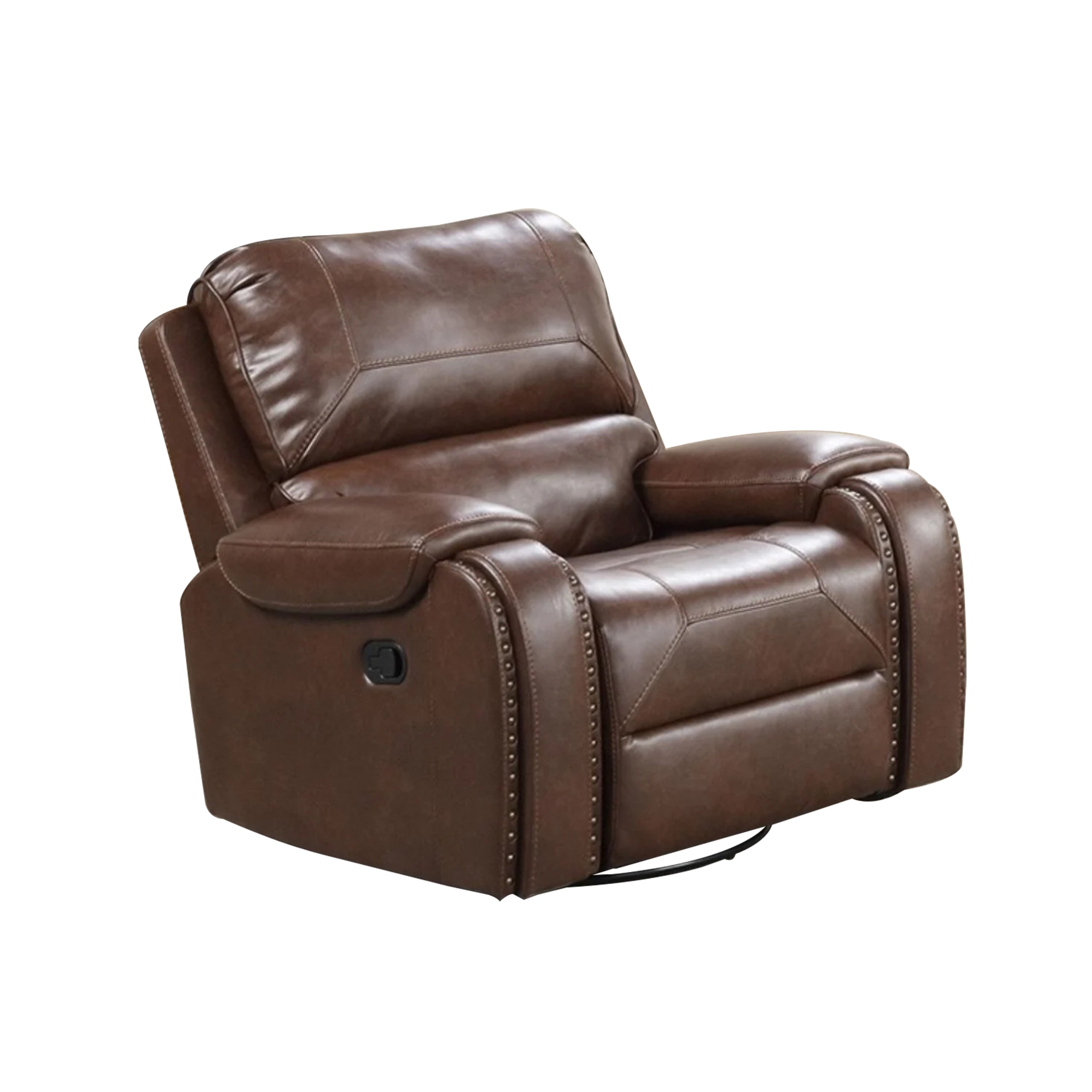 Teli Manual Swivel Glider Recliner Chair Dark Brown Faux Leather