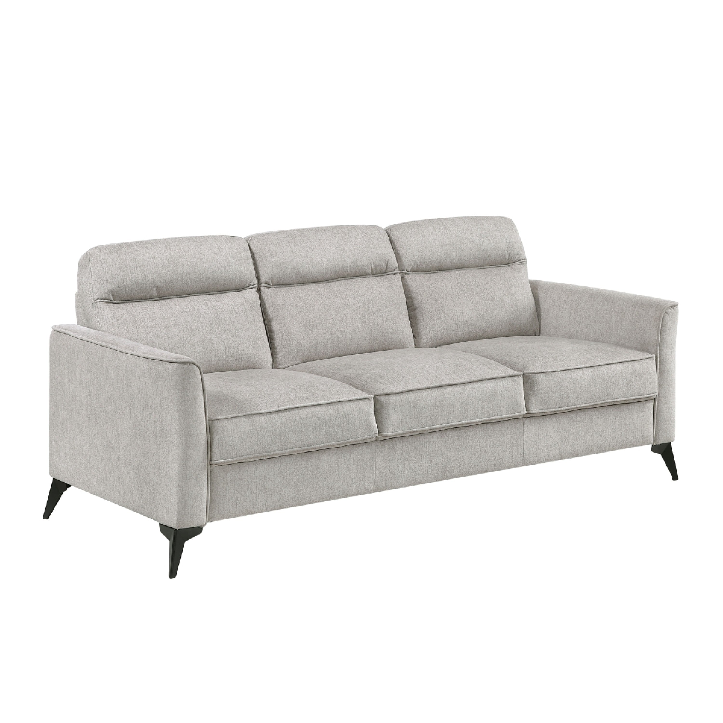 Teli Sofa Light Tan Brown Microfiber Black Metal Legs 79 Inch