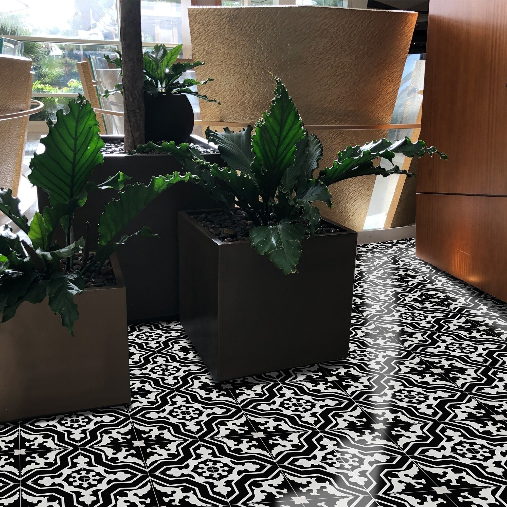 Temara In Black And White Handmade 8X8 In Moroccan Tiles Pack 12