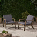 Temecula Outdoor Mid Century Modern Acacia Wood Club Chairs With Cushions Set Of 2 By Christopher Knight Home