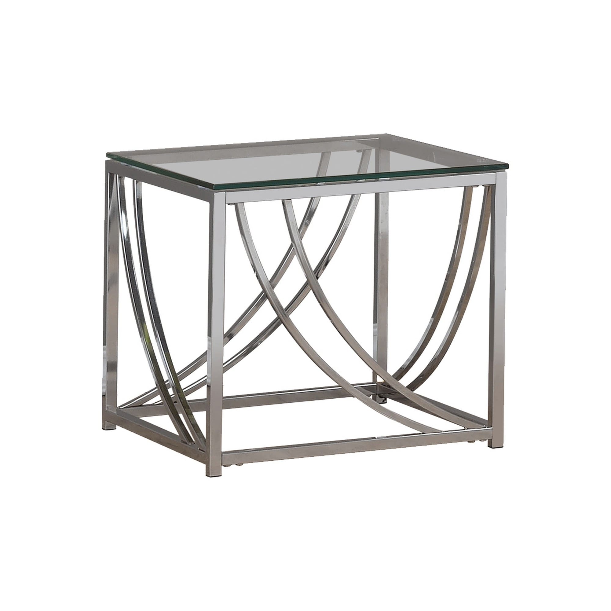Tempered Glass Top End Table With Metal Tubular Legs Chrome And Clear