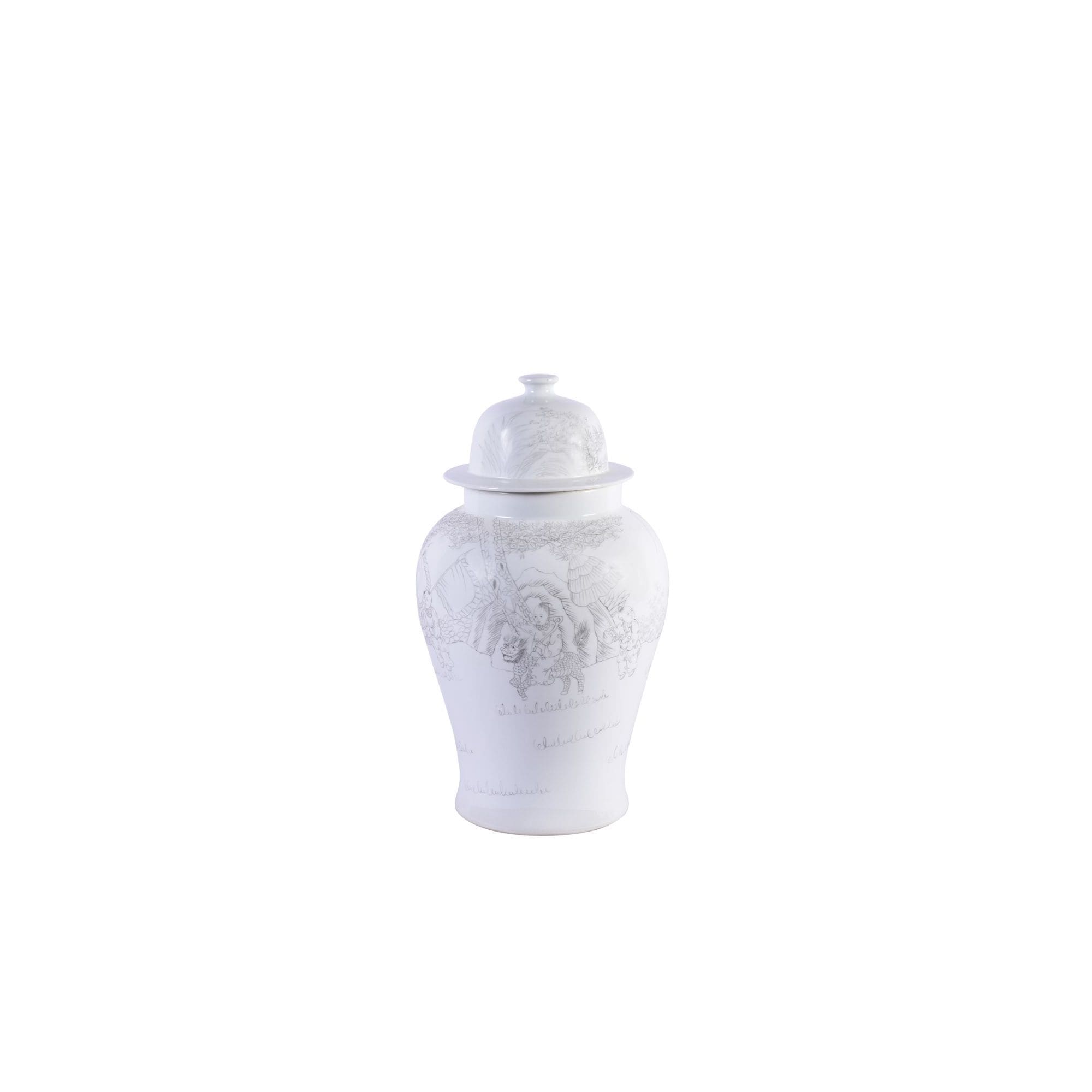Temple Decorative Jar With Playful Children Pattern