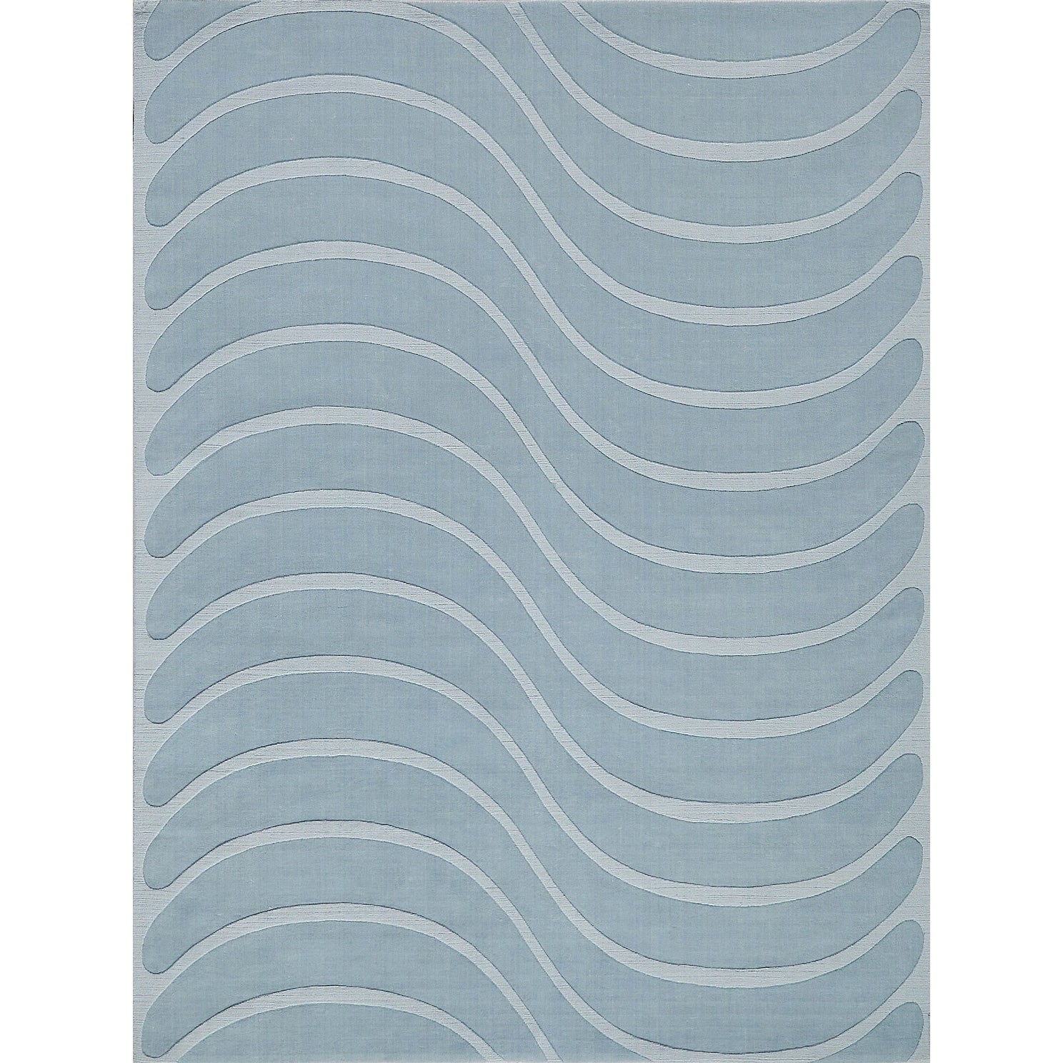 Tempo Handloomed New Zealand Wool Light Blue Area Rug 9 X 9 Round