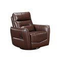 Temy Swivel Glider Manual Reclining Chair Dark Brown Grain Leather