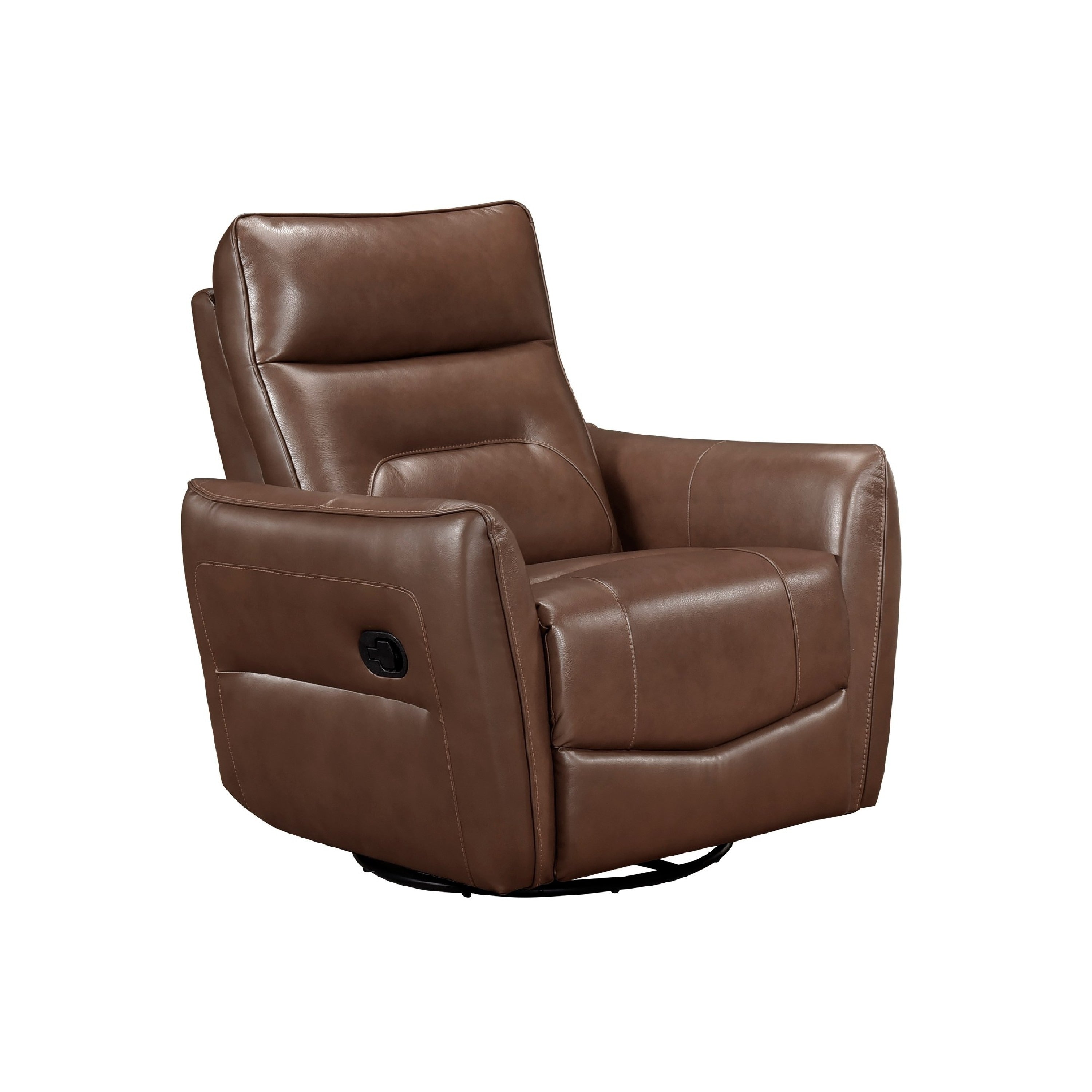 Temy Swivel Glider Manual Reclining Chair Toffee Brown Grain Leather