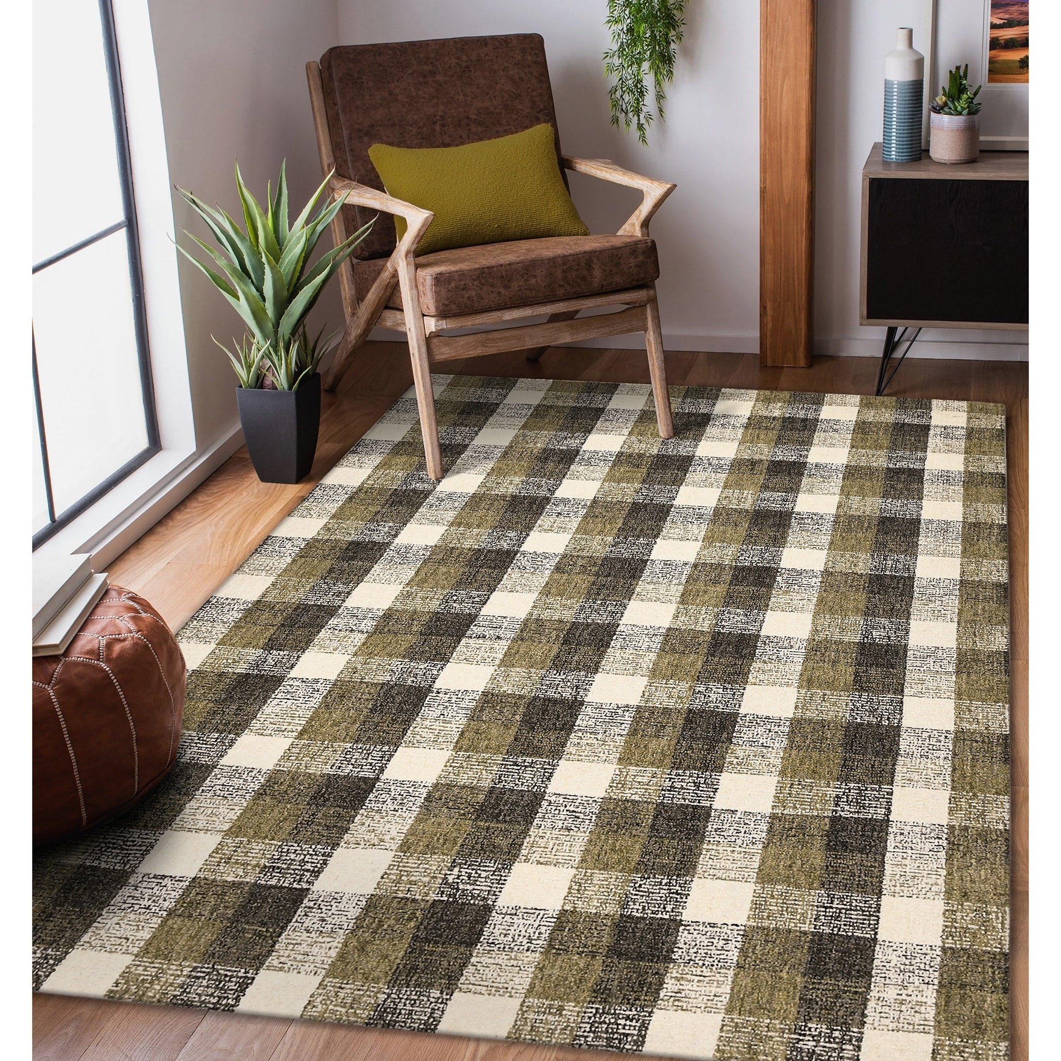 Tartan Modern Design Hand Tufted Accent Rug 2X3