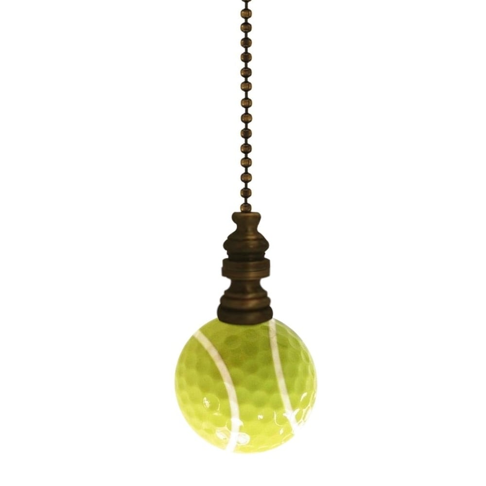 Tennis Ball Ceiling Fan Pull 2.25 H With 12 Antiqued Brass Chain