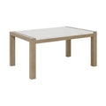 Teny Dining Table 66 Inch White Faux Marble Top Light Brown Oak