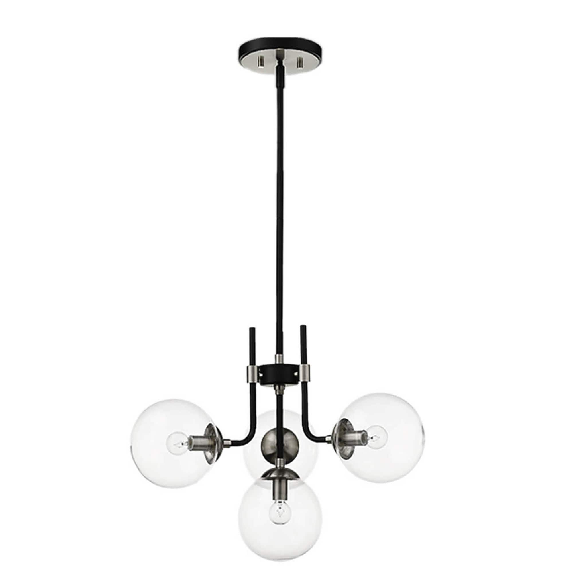 Teresa Black Brushed Nickel 4 Light Globe Glass Shade Metal Chandelier
