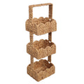 Terra 35.5 In. H Coastal Handwoven Water Hyacinth 3 Tier Scalloped Basket Freestanding Storage Tower Stand With Top Handle