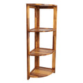 Terra 41 In. H Rustic Handcrafted Acacia Wood 4 Tier Indoor Outdoor Folding Corner Storage Rack