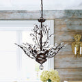 Terra Antique Copper Iron Clear Glass Crystal 4 Light Chandelier