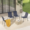 Terratex 4 Piece Metal Patio Dining Chairs With Blue Textilene Fabric