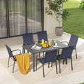 Terratex 7 Piece Metal Outdoor Dining Set With Greige Textilene Fabric