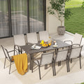 Terratex 9 Piece Metal Outdoor Dining Set With Greige Textilene Fabric