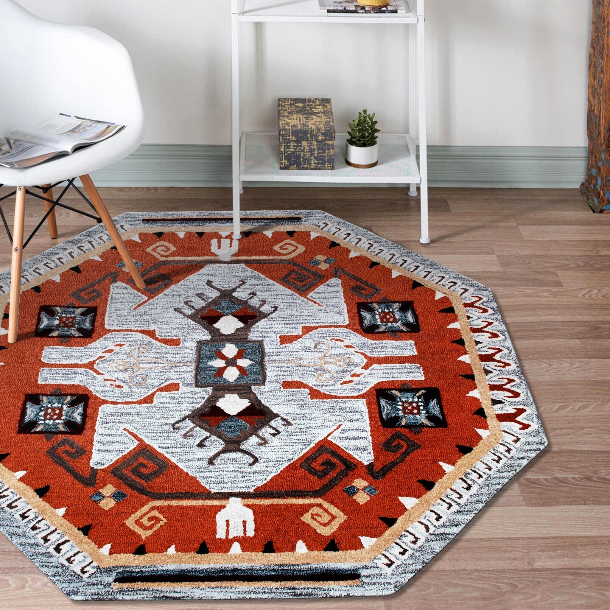 Terracotta Textile Southwestern Shape Rug