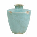 Tery Decorative Flower Vase 10 Inch Glazed Blue Patina Terracotta