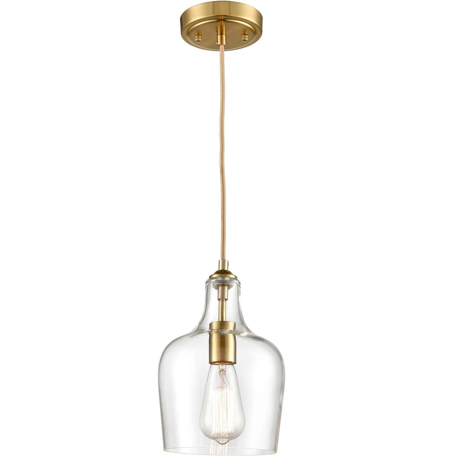 Terzi Modern Gold With Bell Shade Glass Shade Adjustable Pendant Light Fixture 1 Light
