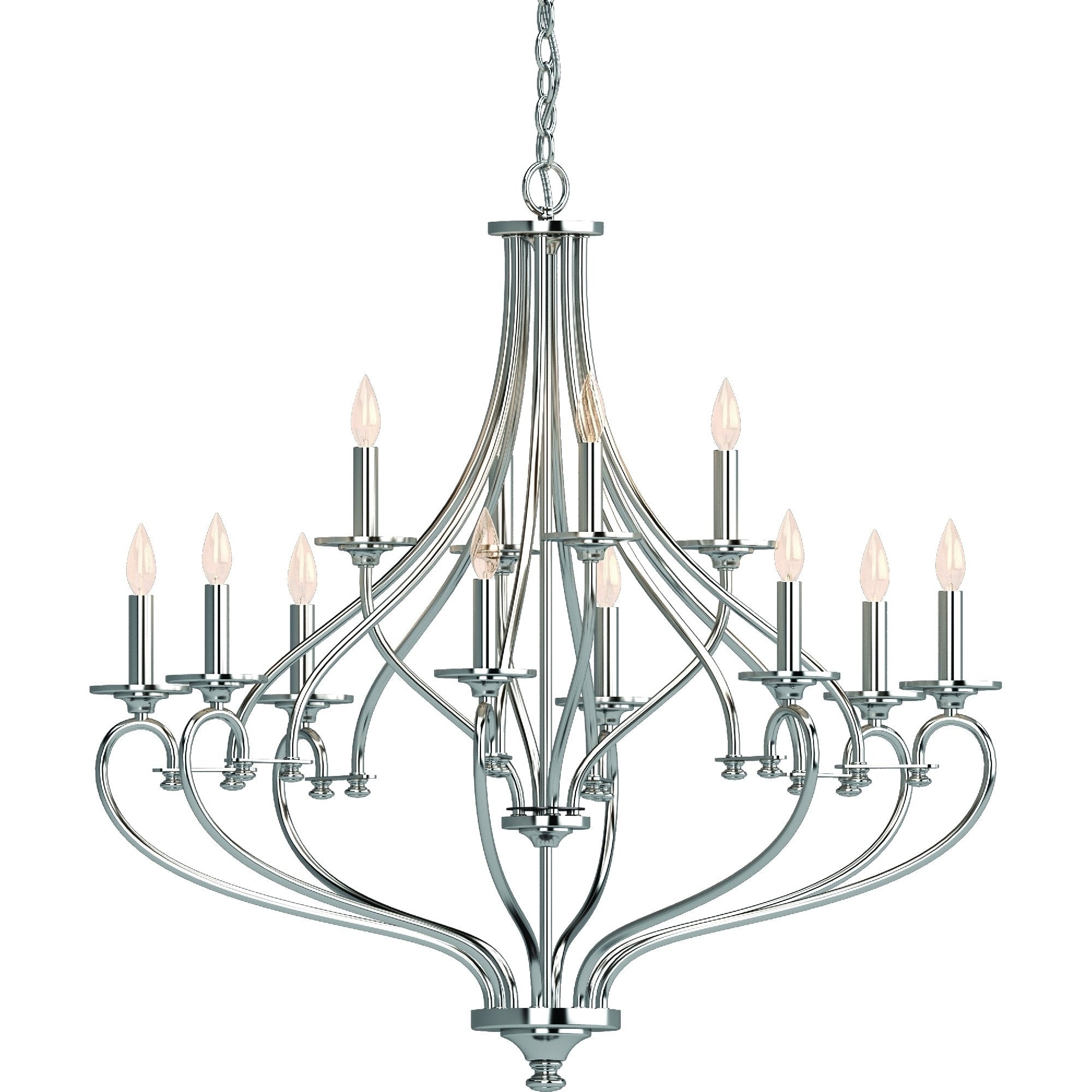 Tes 12 Light Indoor Chrome Hanging Chandelier