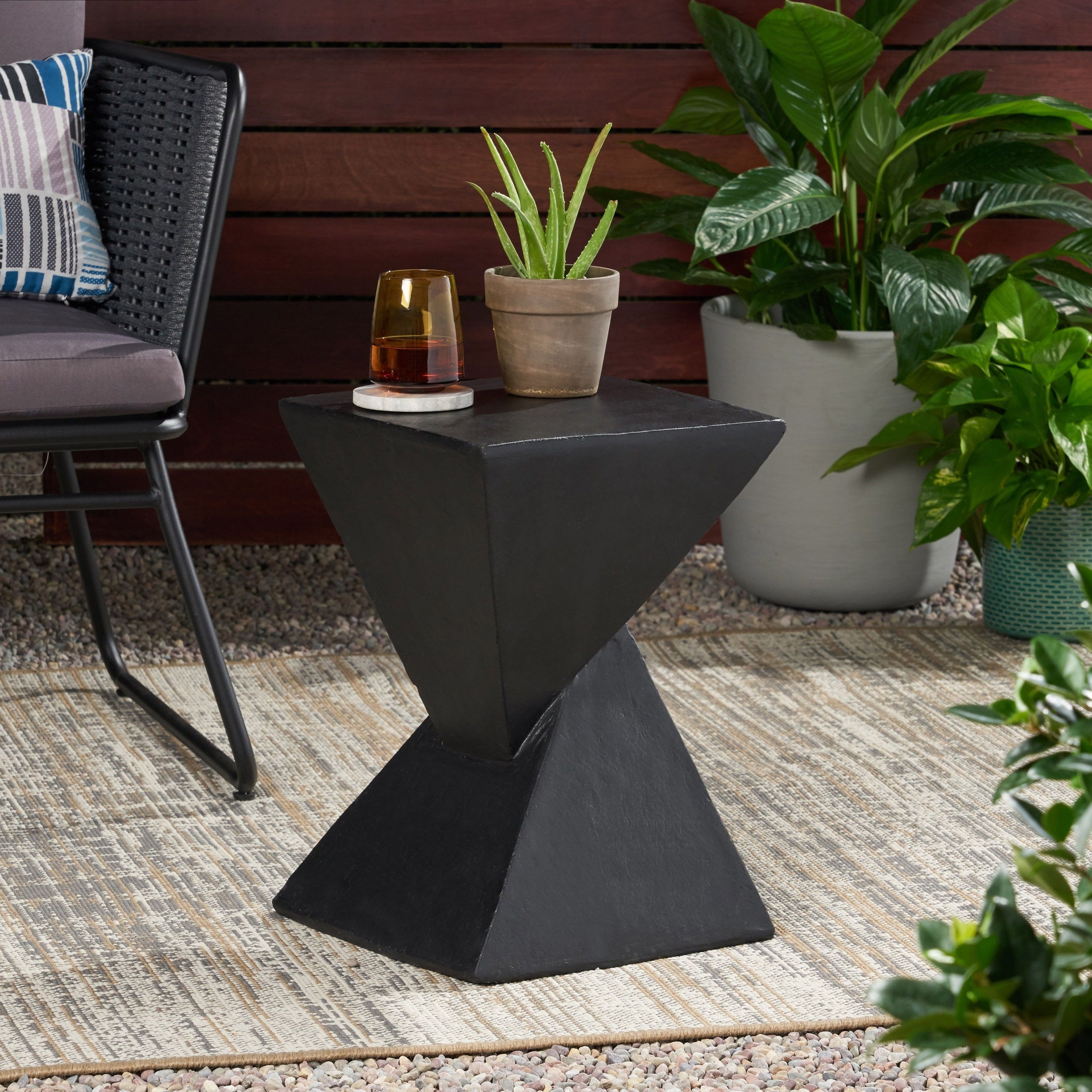 Tess Outdoor Light Weight Concrete Side Table By Christopher Knight Home