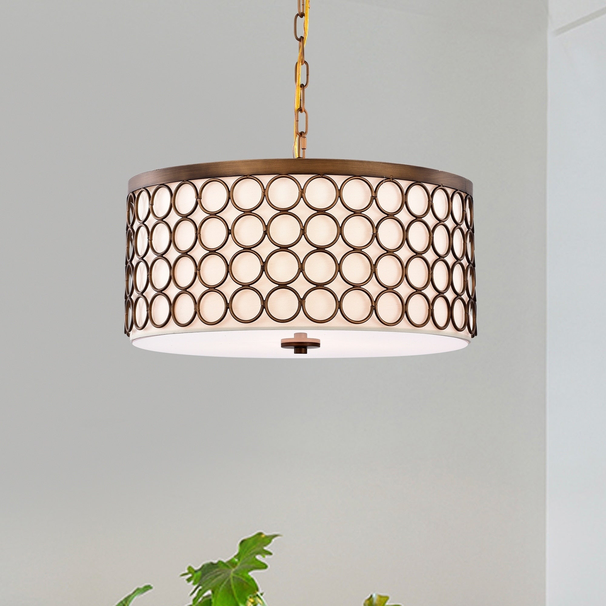 Tessa Satin Bronze 3 Light Drum Chandelier