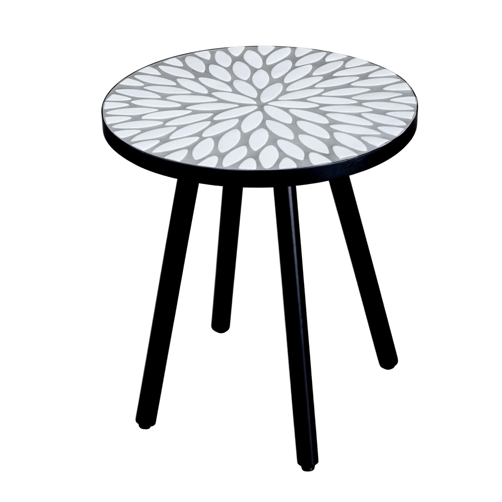 Tessera Mosaic Side Table 18 Round Art Motif On Cement Top