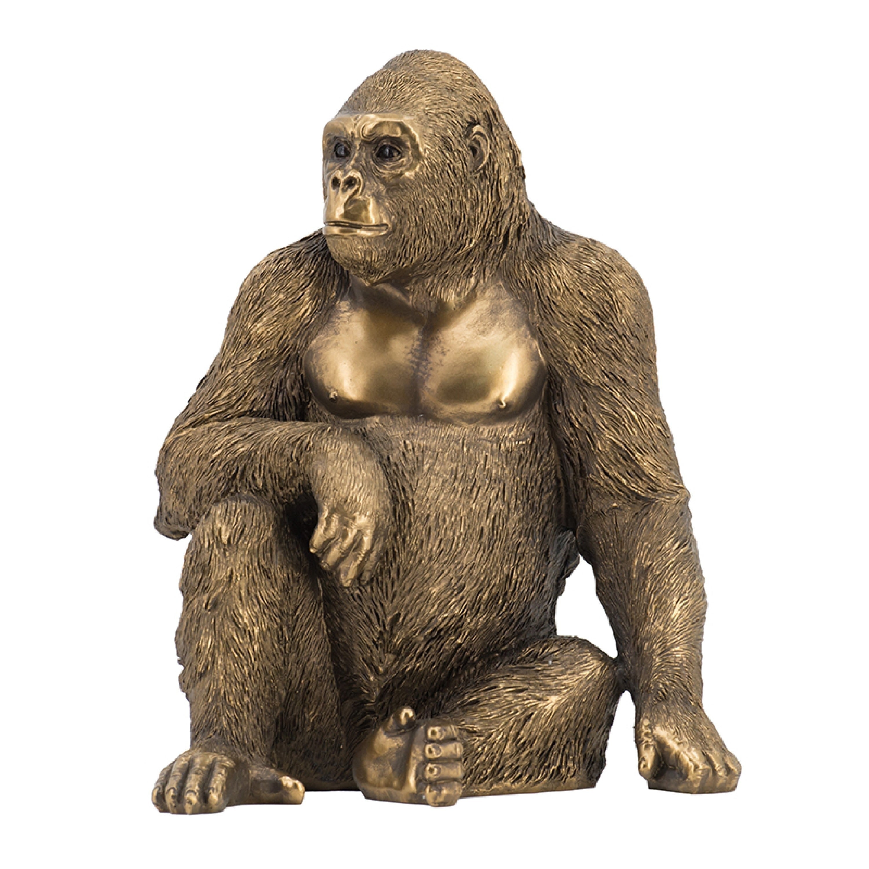 Tessy Seated Gorilla Figurine Lifelike Bronze Polyresin Details 8 Inch