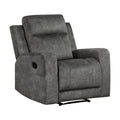 Tesy Manual Reclining Chair Dark Gray Brown Microfiber Foam Cushions