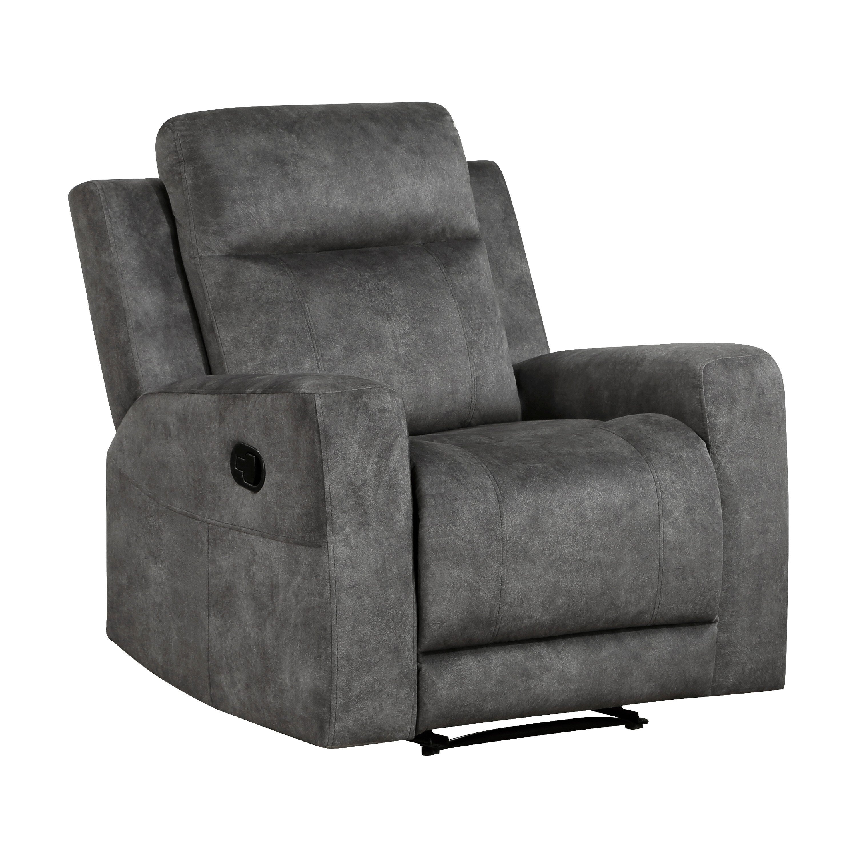 Tesy Manual Reclining Chair Dark Gray Brown Microfiber Foam Cushions
