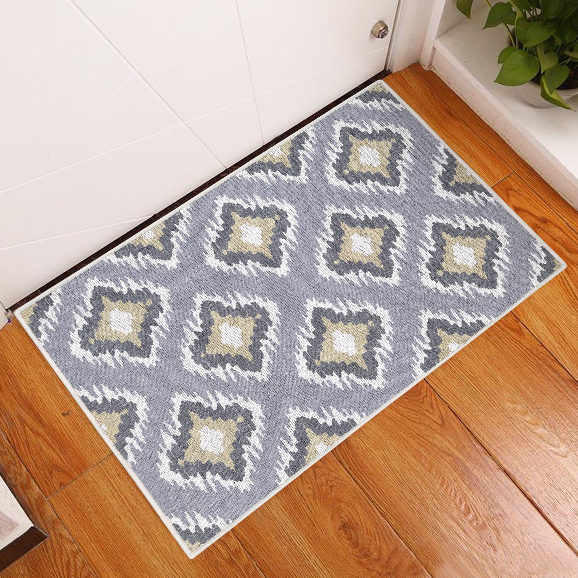 Tetra Multi Collection 2 X 3 Foot Rug Runner Thin Non Slip Area Rug Cotton Indoor Rug For Front Door Foyer Rug For Entryway