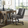 Tevan Beige And Grey Fabric And Wood Tufted Office Chair