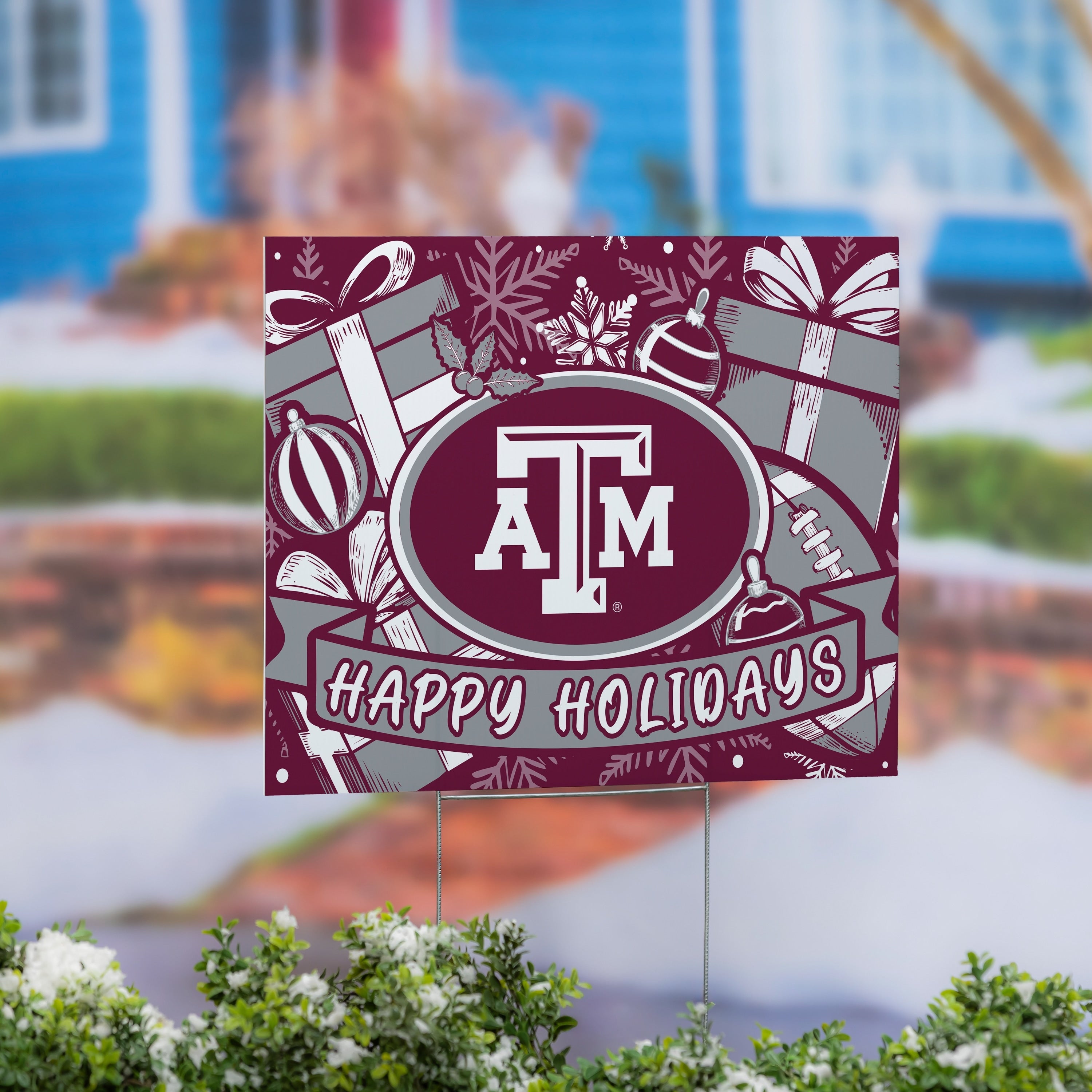 Texas A M Yard Sign Happy Holidays 24 X 18