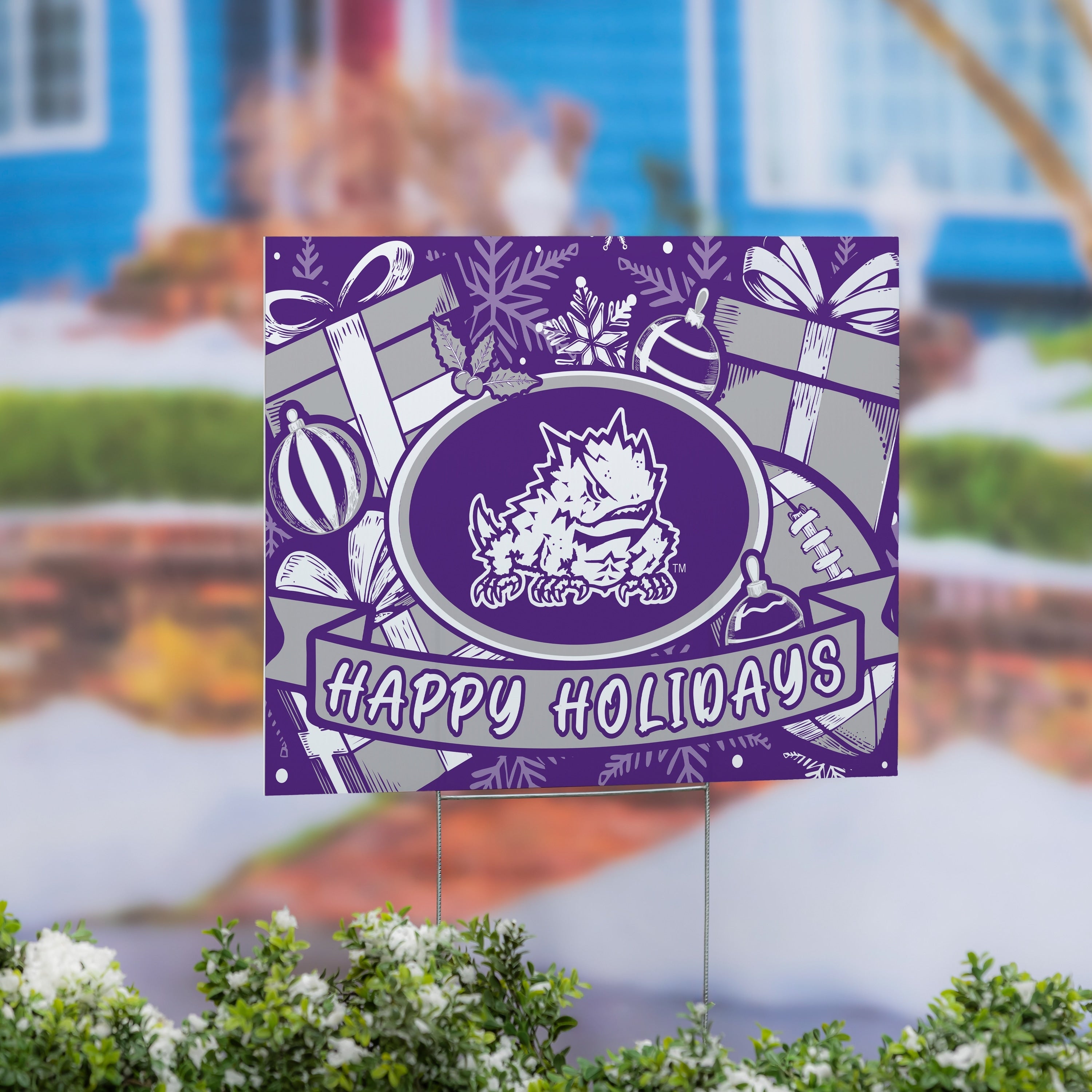 Texas Christian University Yard Sign Happy Holidays 24 X 18