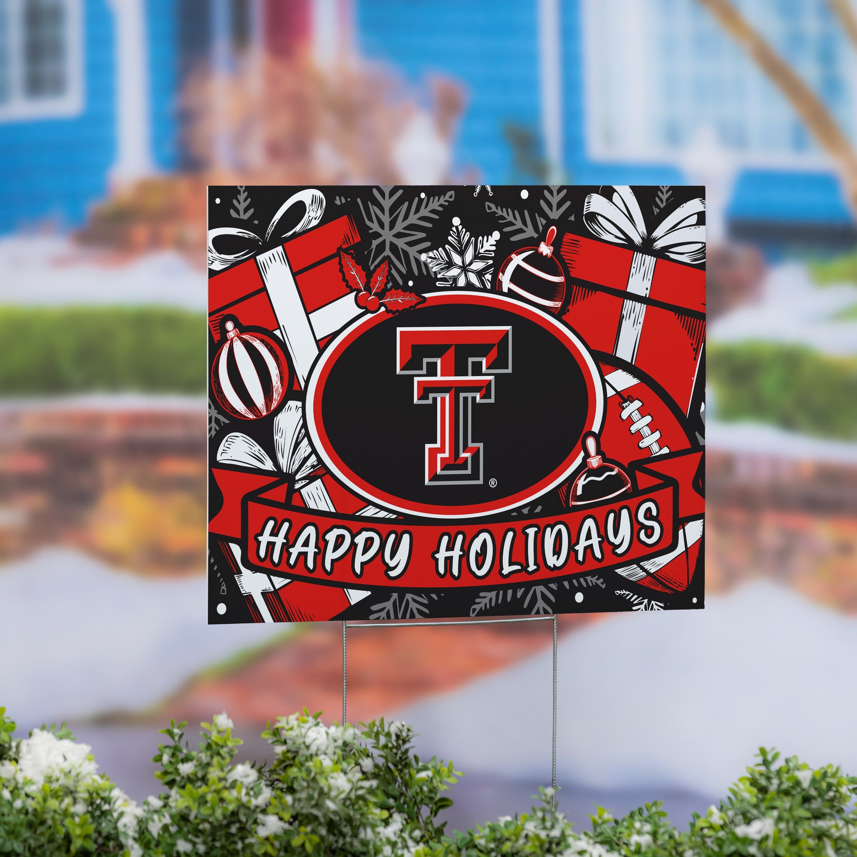 Texas Tech University Yard Sign Happy Holidays 24 X 18