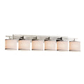 Textile Aero 6 Light Brushed Nickel Bath Bar White Oval Shade
