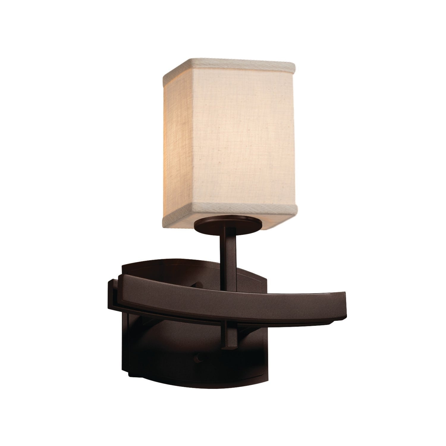 Textile Archway 1 Light Dark Bronze Wall Sconce Cream Cylinder W Square W Flat Rim Shade