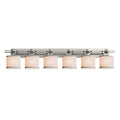 Textile Argyle 6 Light Brushed Nickel Bath White Oval Shade
