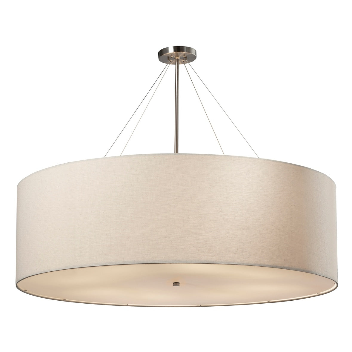 Textile Classic 48 Inch Brushed Nickel Drum Pendant White Shade