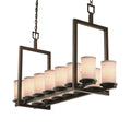 Textile Dakota Dark Bronze Bridge Chandelier Short White Cylinder W Flat Rim Shade